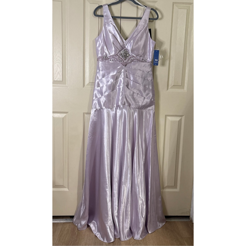 Women's Nox Anabel Lavender Silver Embellished Maxi Formal Dress Size L(272)